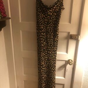 Forever 21 Black and Gold Animal Print Maxi Dress